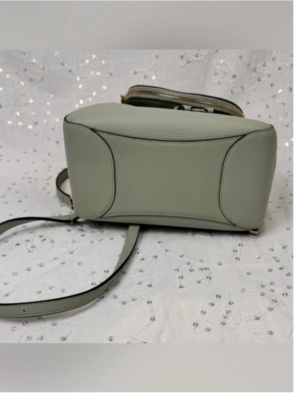 Kate Spade Leila Medium Pebbled Leather Backpack Pistachio Sage Green